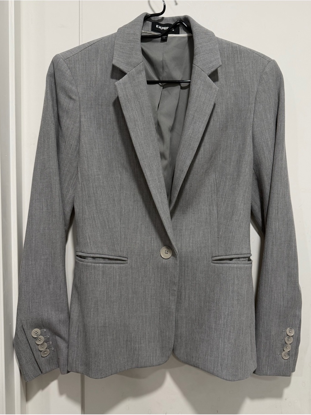 Express Light Gray Single-Button Women's Blazer